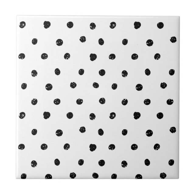 Azulejo Patrón de puntos abstractos en blanco y negro (Frente)