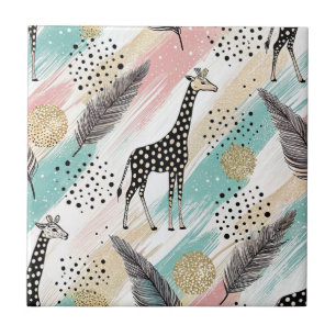 Azulejo Patrón de puntos de la jirafa de la polka - Pastel