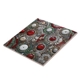 Azulejo Patrón de puntos de Navidades rojos y blancos