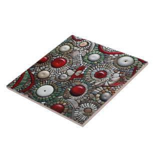 Azulejo Patrón de puntos de Navidades rojos y blancos