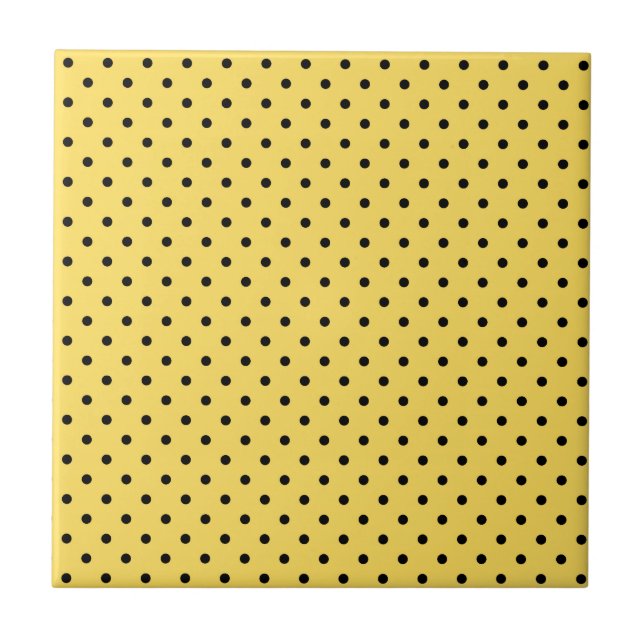 Azulejo Patrón de puntos de polka amarillo y negro persona (Frente)