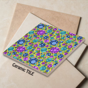 Azulejo Patrón de puntos de polka en Verde azulado azul ro