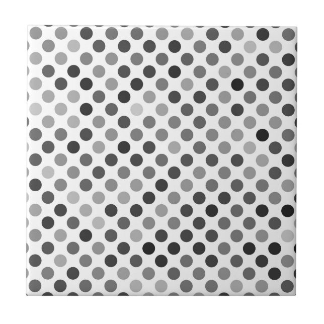 Azulejo Patrón de puntos de polka monocromo (puntos blanco (Frente)