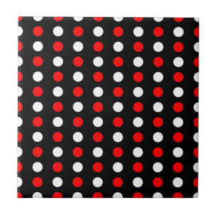 Azulejo Patrón de puntos de polka rojo y blanco