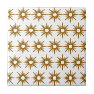 Azulejo Patrón de ráfaga de estrellas doradas de mediados