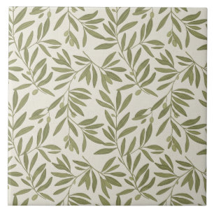 Azulejo Patrón de rama de olivo minimalista