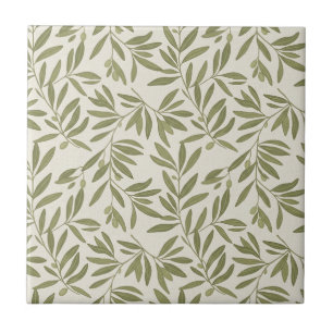 Azulejo Patrón de rama de olivo minimalista