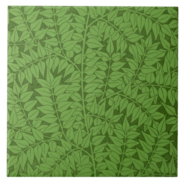 Azulejo Patrón de rama verde (Arte de la selva) (William M (Frente)