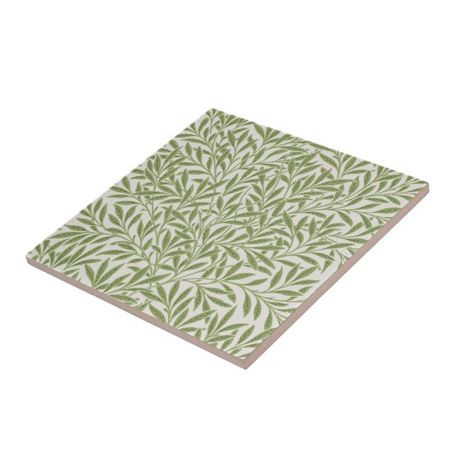 Azulejo Patrón de ramas verdes frondosas (Lado)