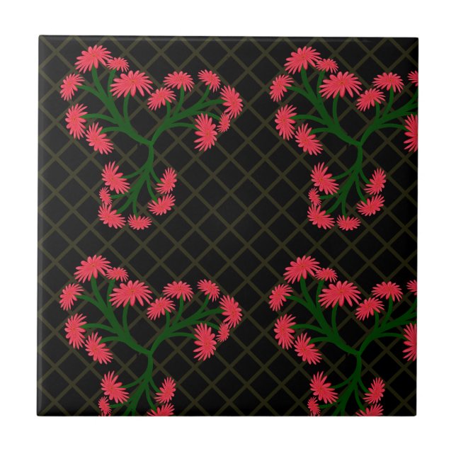 Azulejo Patrón de ramo floral de gerbera rosa (Frente)
