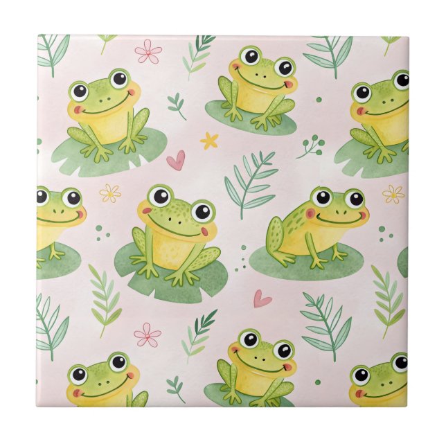 Azulejo Patrón de ranas lindas (Frente)