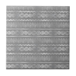 Azulejo Patrón de raya gris bohemio decorativo