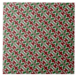 Azulejo Patrón de raya navideña retro mod trippy ondulado
