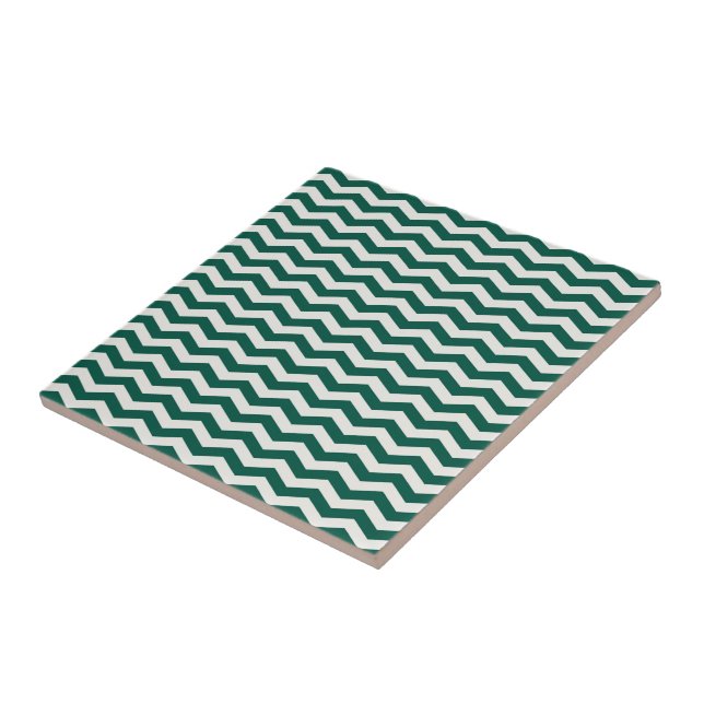 Azulejo Patrón de raya zig zag Chevron Verde Turquesa (Lado)