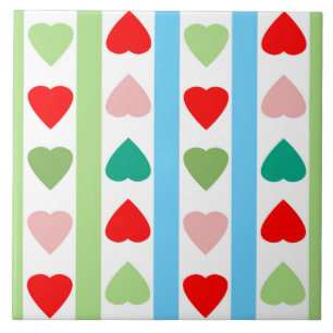 Azulejo Patrón de rayas con corazones para el día de San V