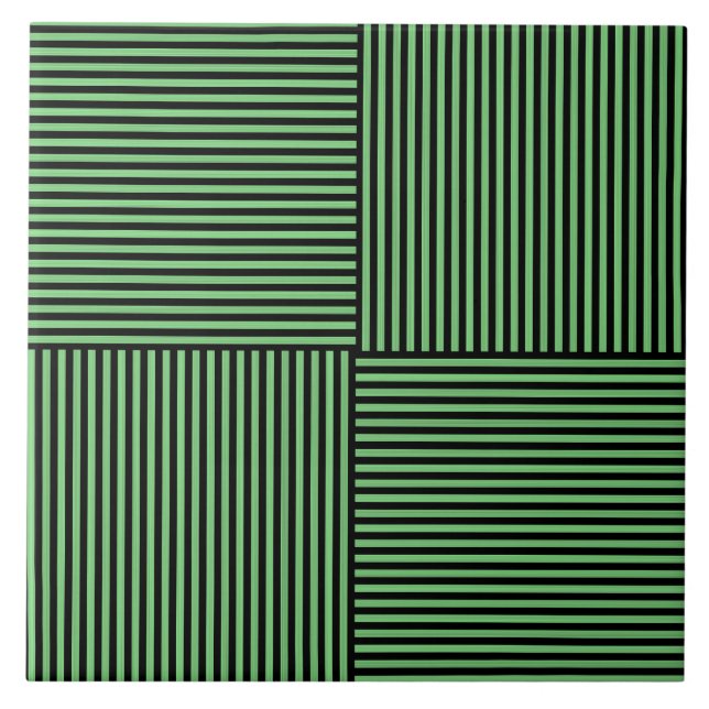 Azulejo Patrón de rayas negras verdes (Frente)