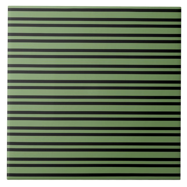 Azulejo Patrón de rayas negras verdes (Frente)