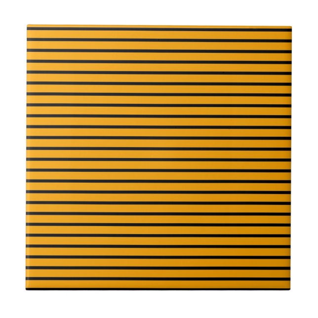 Azulejo Patrón de rayas retro amarillo negro (Frente)