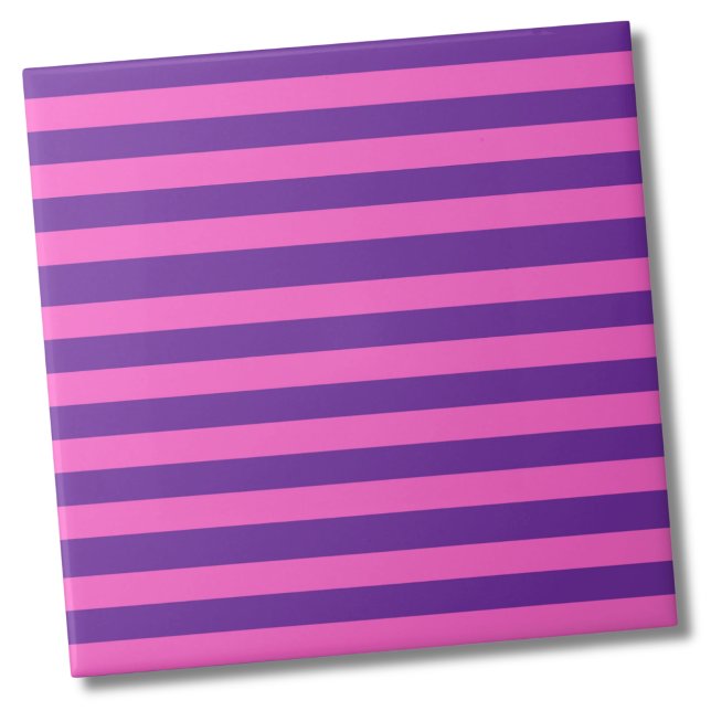 Azulejo Patrón de rayas rosadas púrpuras (Stylish Modern Bold Pink Purple Stripes Pattern Ceramic Tile)