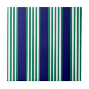 Azulejo Patrón de rayas verdes y blancas con azul marino