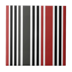 Azulejo Patrón de rayas verticales rojas negras y grises