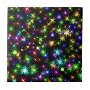Azulejo Patrón de rayos de estrella de Navidad multicolor