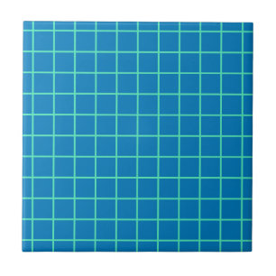 Azulejo Patrón de rejilla en azul y verde menta