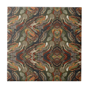 Azulejo Patrón de remolino de tonos terrosos abstracto