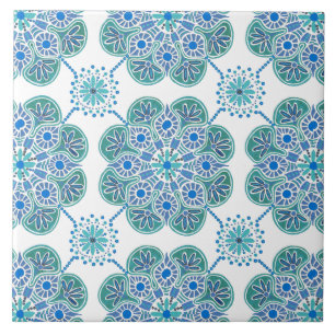 Azulejo Patrón de repetición de mosaico azul y verde