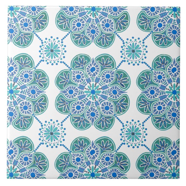 Azulejo Patrón de repetición de mosaico azul y verde (Frente)