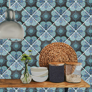 Azulejo Patrón de repetición de mosaico azul y verde