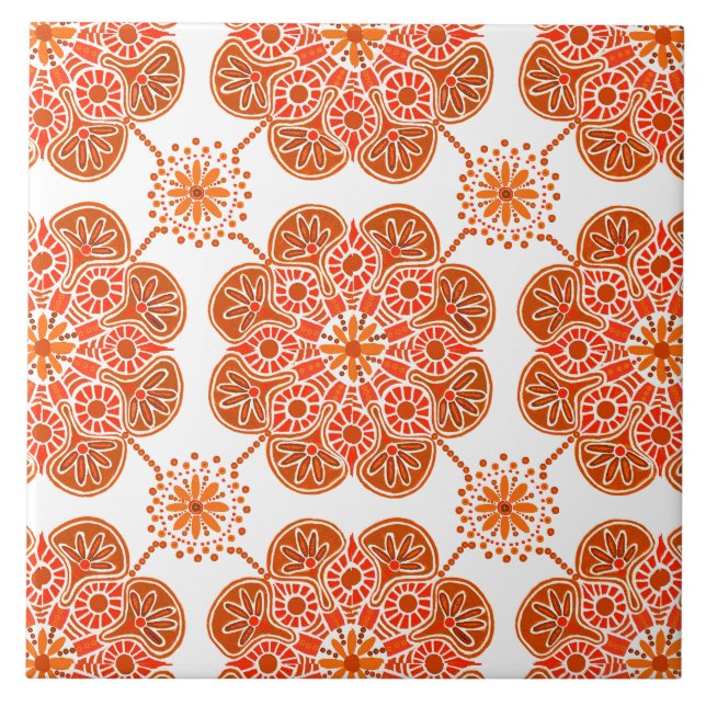 Azulejo Patrón de repetición de mosaico rojo y naranja (Frente)