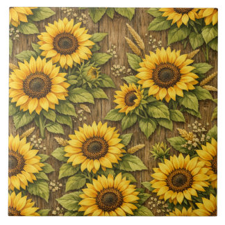 Azulejo Patrón de repetición sin fisuras de girasol brilla