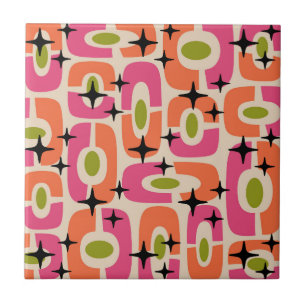 Azulejo Patrón de resumen cósmico moderno Retro Mid Centur