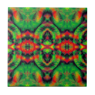 Azulejo Patrón de resumen verde amarillo rojo del arte dig