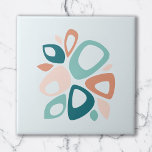 Azulejo Patrón de resumen Verde azulado de salmón moderno<br><div class="desc">Resumen Moderno De Mediados Del Siglo. Tiene una serie de formas orgánicas con una hermosa gama de colores. Este diseño será una gran adición a cualquier decoración de casa. Perfecto para los amantes del retro y del estilo vintage. También es un gran regalo para los cumpleaños y Navidades.</div>