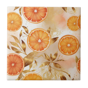 Azulejo Patrón de Rodaja de Naranja Dorada