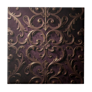 Azulejo Patrón de Rollo Barroco Ornamentado Púrpura Profun