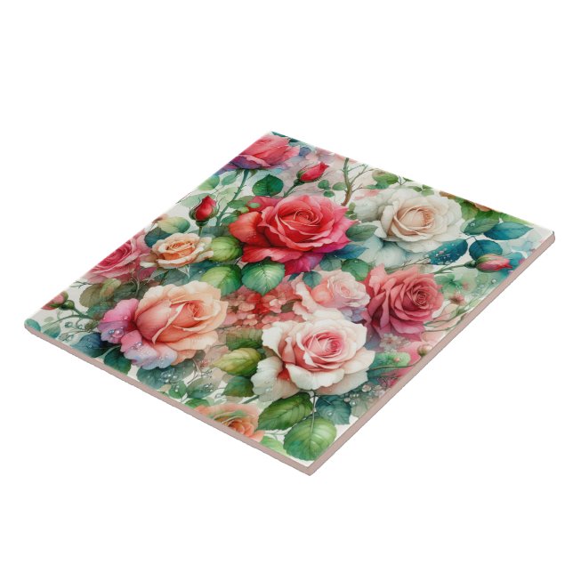 Azulejo Patrón de Rosa Caprichoso (Lado)