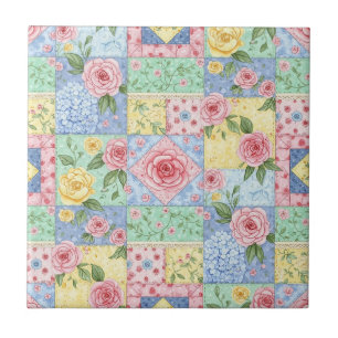Azulejo Patrón de rosa de colcha vintage