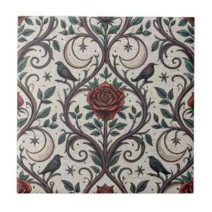 Azulejo Patrón de rosa gótica oscura (1)