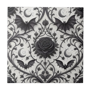Azulejo Patrón de rosa gótica oscura (3)
