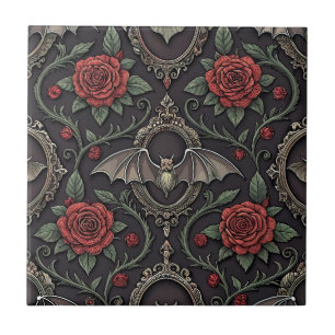 Azulejo Patrón de rosa gótica oscura (4)