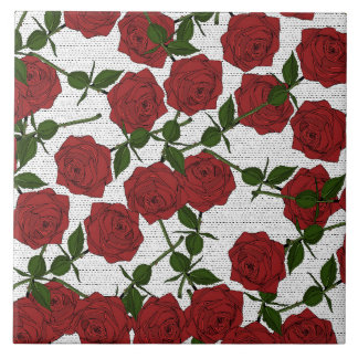 Azulejo Patrón de rosa rojo