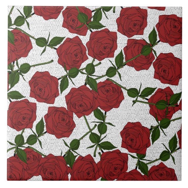 Azulejo Patrón de rosa rojo (Frente)