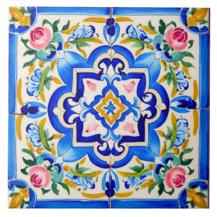 Azulejo Patrón de Rosas mallorquines