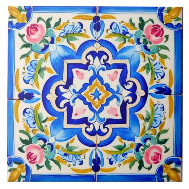 Azulejo Patrón de Rosas mallorquines (Frente)