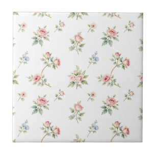 Azulejo Patrón de rosas rosadas en acuarela romántica