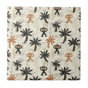 Azulejo Patrón de safari de la jungla de Boho Monkey