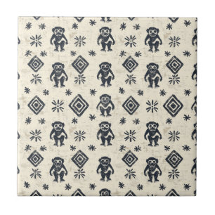 Azulejo Patrón de safari de la jungla de Boho Monkey (2)